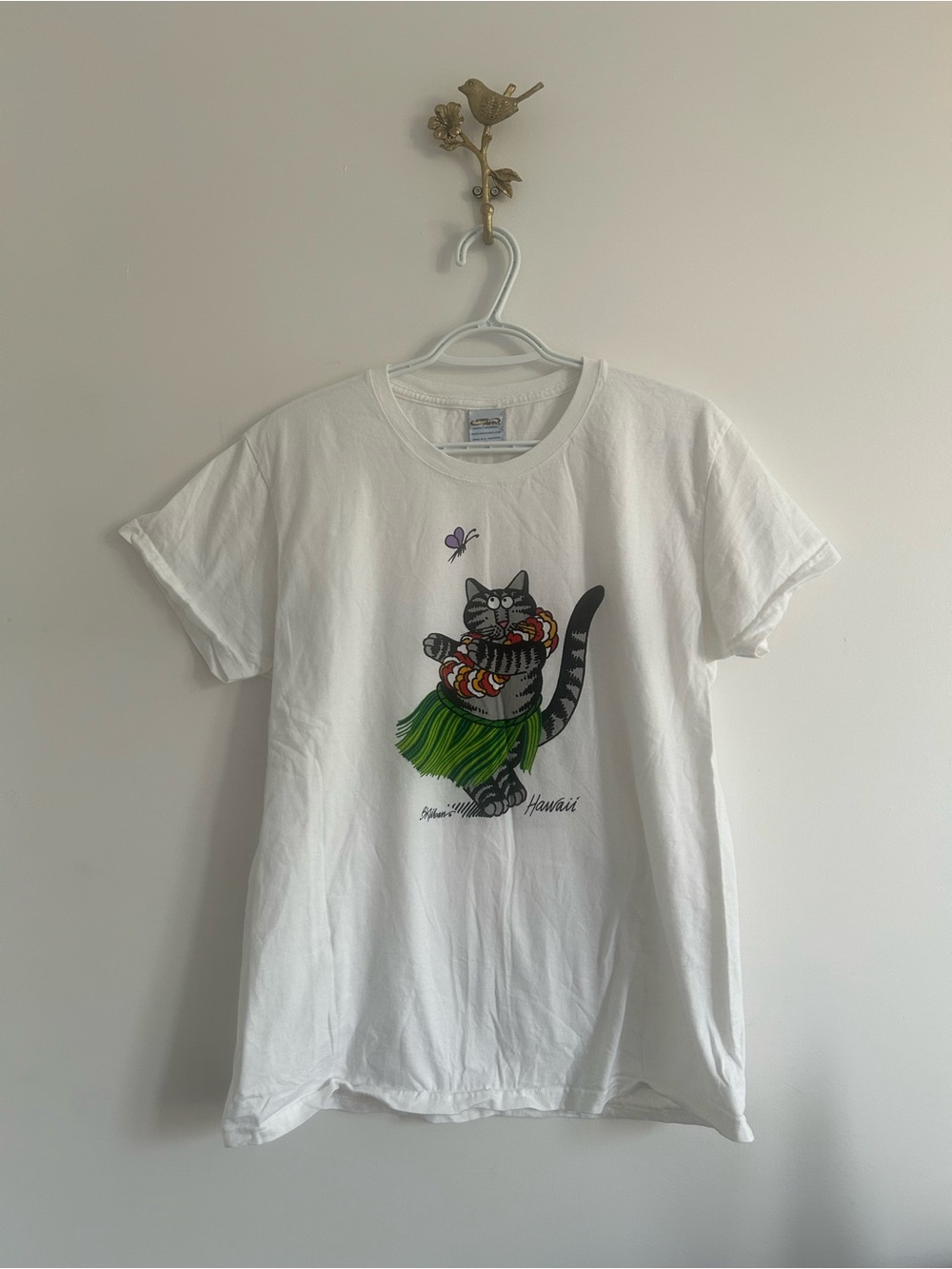 Crazy Shirts Hawaii B Kliban Hula Cat Graphic T-Shirt White X-Large